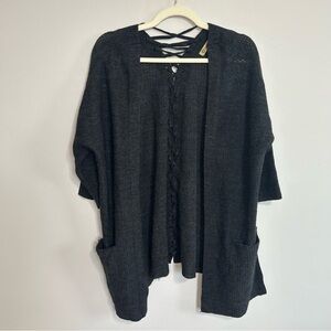 NWT Democracy Lace Up Back Open Front Knit Cardigan Sweater Women’s Size Large
